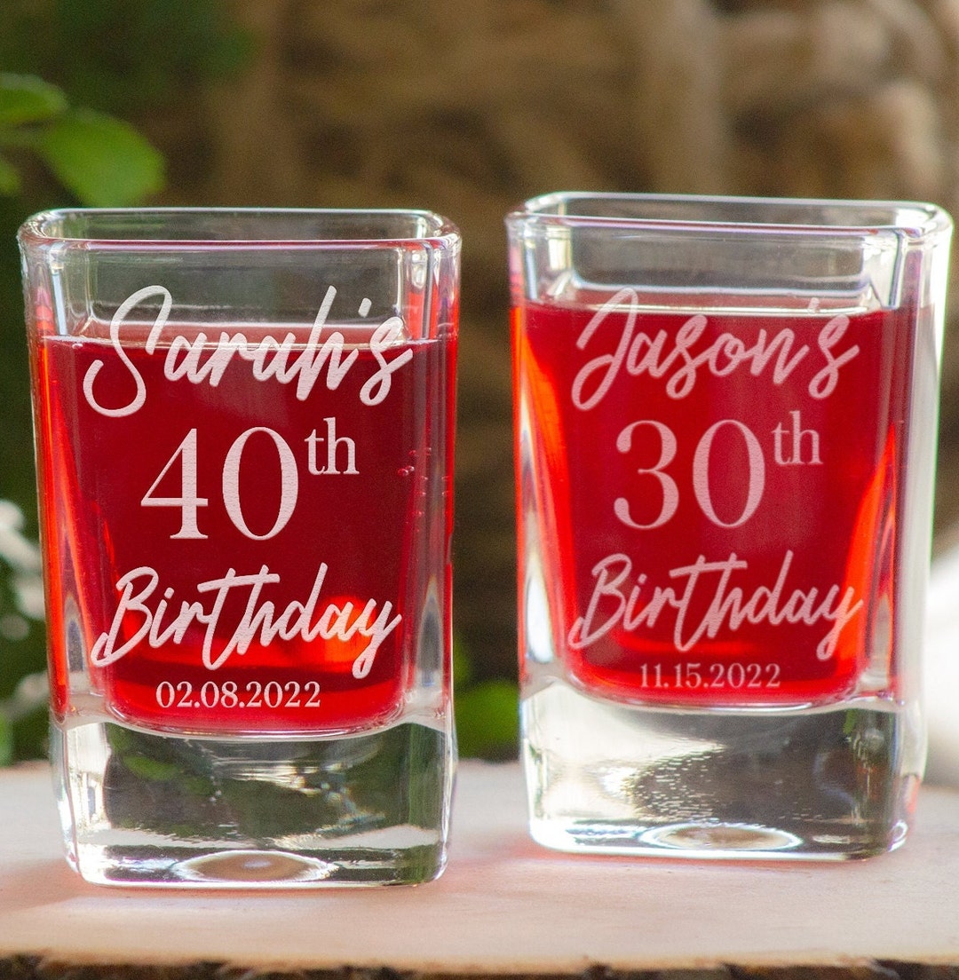 Happy Birthday Shot Glass, Square Shot Glass, Shot Glasses for Birthday