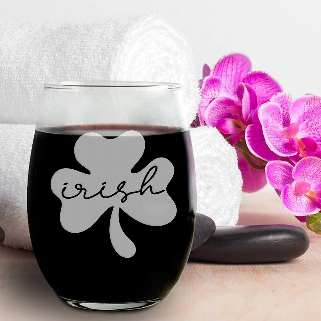 Irish Wine Glass, Irish Wine Glasses, Clover Wine Glass, Clover Wine Glasses Etsy