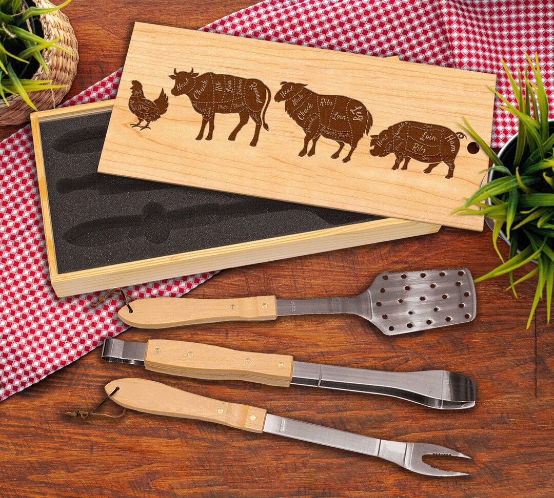 Custom Grilling Tools BBQ Set, BBQ Grill Tool Set, Personalized Barbecue Set, Grilling Tools ...