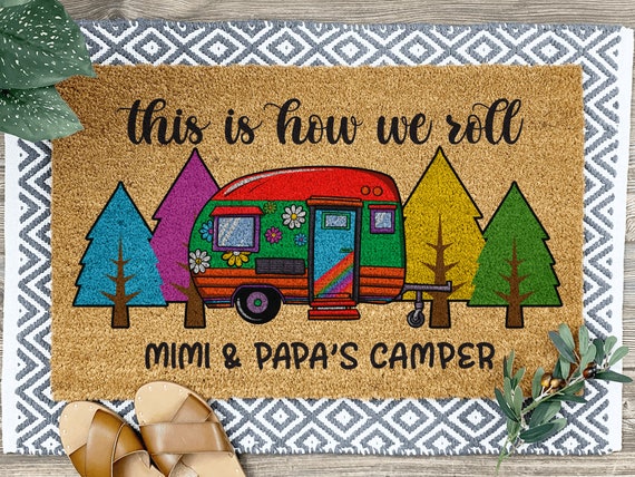 Doormat Home Personalized Name Camping Doormat RV Door Mat Camper Door Mat  RV Welcome Mat RV Rug Camping Home is Where We Park It Camping Floor Mats  for Outside Camper Decor Personalized