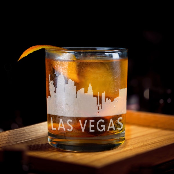 Las Vegas Skyline Whiskey Glass, Las Vegas Whiskey Glasses, City Skyline Whiskey Glass, City Skyline Gifts, City Skyline Glasses