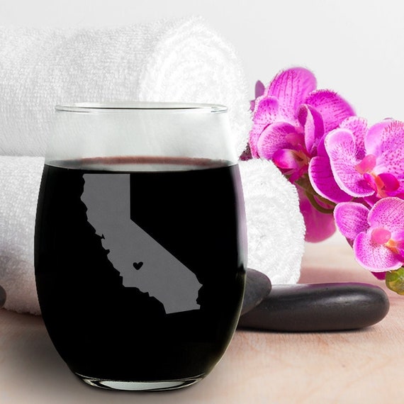 Copas de vino personalizadas del estado de California, copa de california,  copa de vino de California, regalo de California, ventilador de California,  estado de California -  México