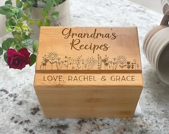 Mothers Day Recipe Box, Mother's Day Recipe Box, Wood Recipe Box, Personalized Recipe Box, Engraved Recipe Box, Kitchen Gift