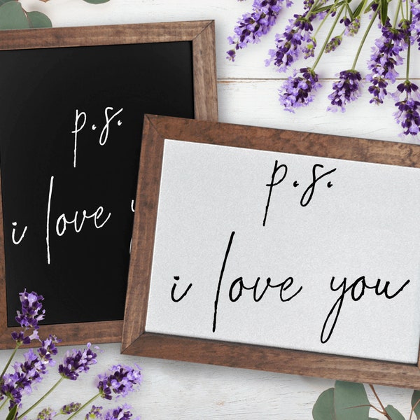 P.S. I Love You Sign, Home Decor, Wood Framed Home Signs, Signs For Home, Housewarming Gift Idea, Romantic Sign, Romantic Home Decor