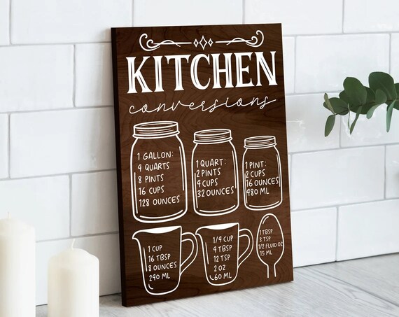 Kitchen Conversions Wood Sign, Wood Kitchen Signs, Household Signs, Kitchen Decoration Ideas, Kitchen Decor Ideas, Kitchen Decor