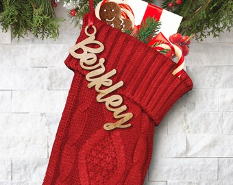 Stocking Tags, Custom Stocking Tags, Wooden Name For Stocking, Christmas Stocking Name, Stocking Decor, Christmas Gift Tag
