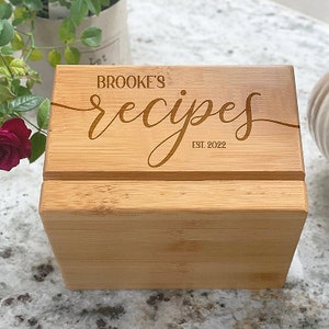 Custom Engraved Recipe Box, Personalized Recipe Box, Courts