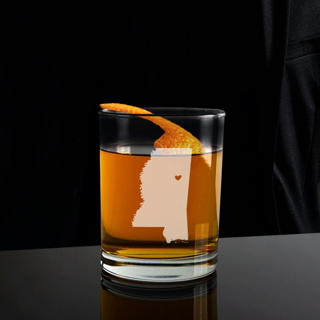 Personalized Mississippi State Whiskey Glasses, Mississippi Glass