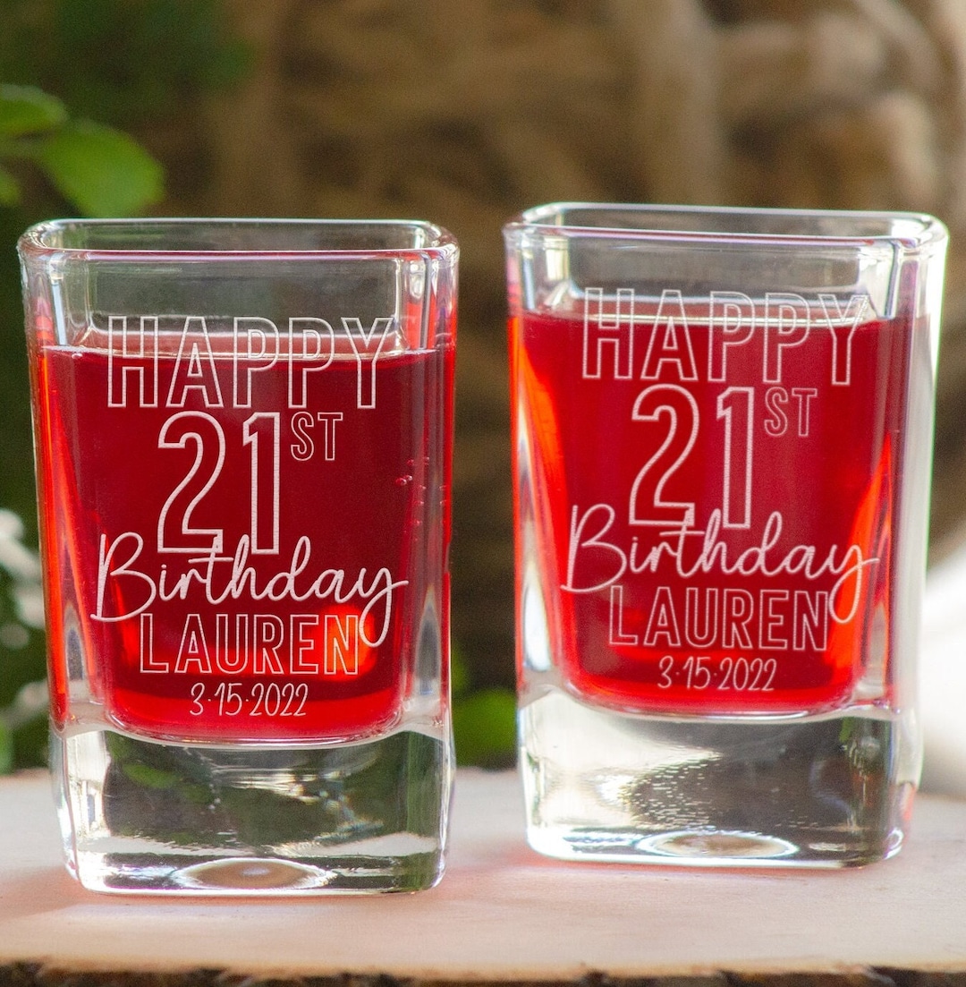 Happy Birthday Shot Glasses, Laser Engraved Shot Glass, Shot Glasses