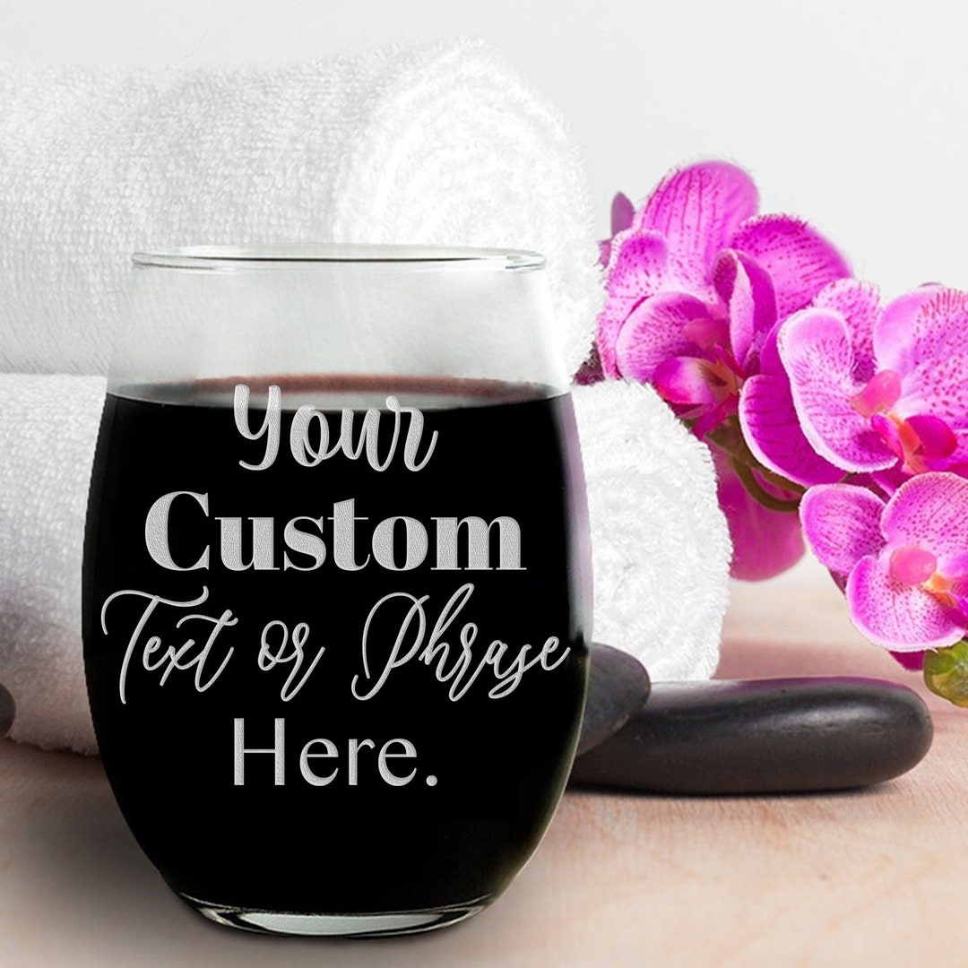 Custom Stemless Wine Glass, Custom Stemless Wine, Wine Glass Gift, Wine Gift, Personalized Wine ...