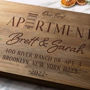 Our First Apartment Cutting Board, Housewarming Cutting Board, Housewarming Gift, Personalized Cutting Board,  Housewarming Gift Ideas