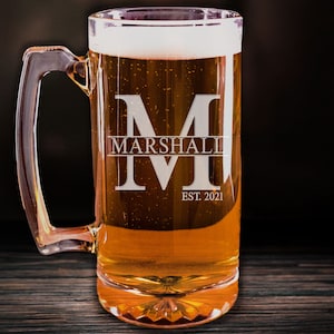 Personalized Beer Mug, Beer Glass, Beer Gift, Groomsmen Gift, Gift For Him, Monogrammed Beer Glass, Gift For Him, Dad Gift, Boyfriend Gift