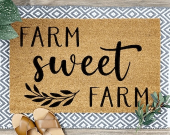 Farm Sweet Farm Welcome Mat, Welcome Doormats, Housewarming Gift, Home Decor, Front Door, Home Doormat, Friendly Door Mats, Outdoor Mat