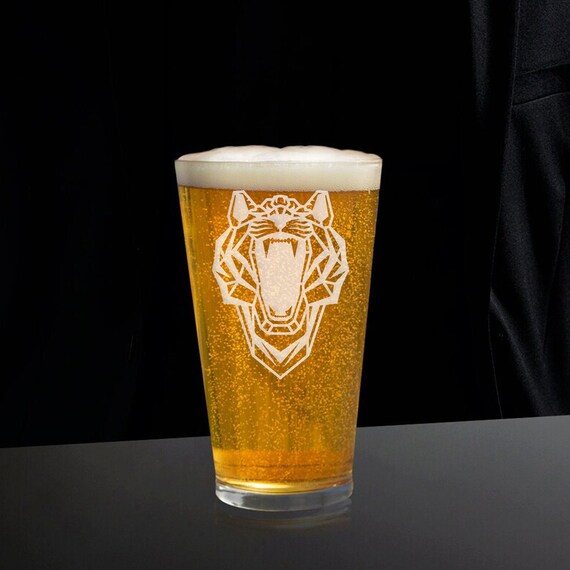 Tiger Beer Glass Tiger Glasses Animal Beer Glass Beer Gift Etsy