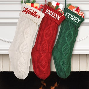 Personalized Christmas Stockings, Embroidered Stocking, Knitted Christmas Stockings, Christmas Gift, Custom Christmas Stockings