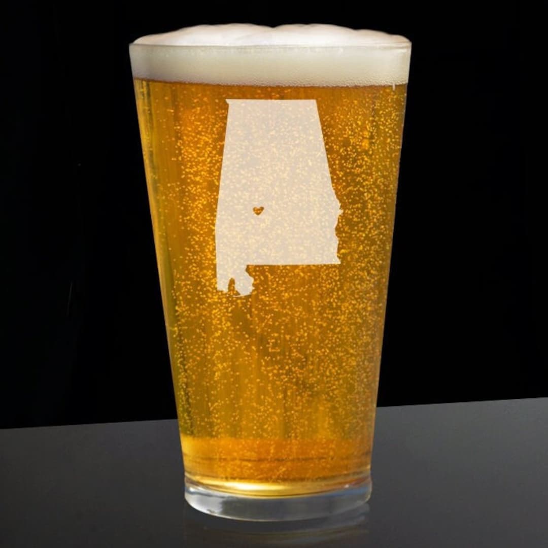 Personalized Alabama State Beer Glasses, Alabama Glass, Alabama Beer