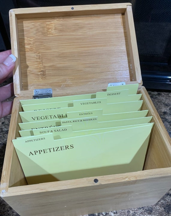 Acacia Recipe Box With 30 Recipe Cards & Dividers, Be Home