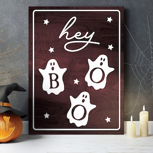 Hey Boo Halloween Wood Sign, Wood Halloween Signs, Funny Halloween Signs, Halloween Decorations, Halloween Decor Ideas, Halloween