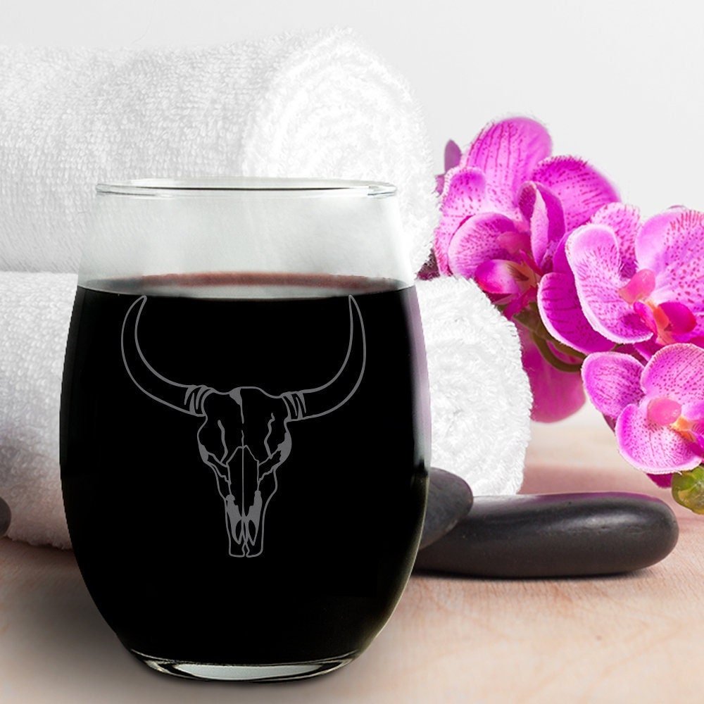 Bull Skull Wine Glass