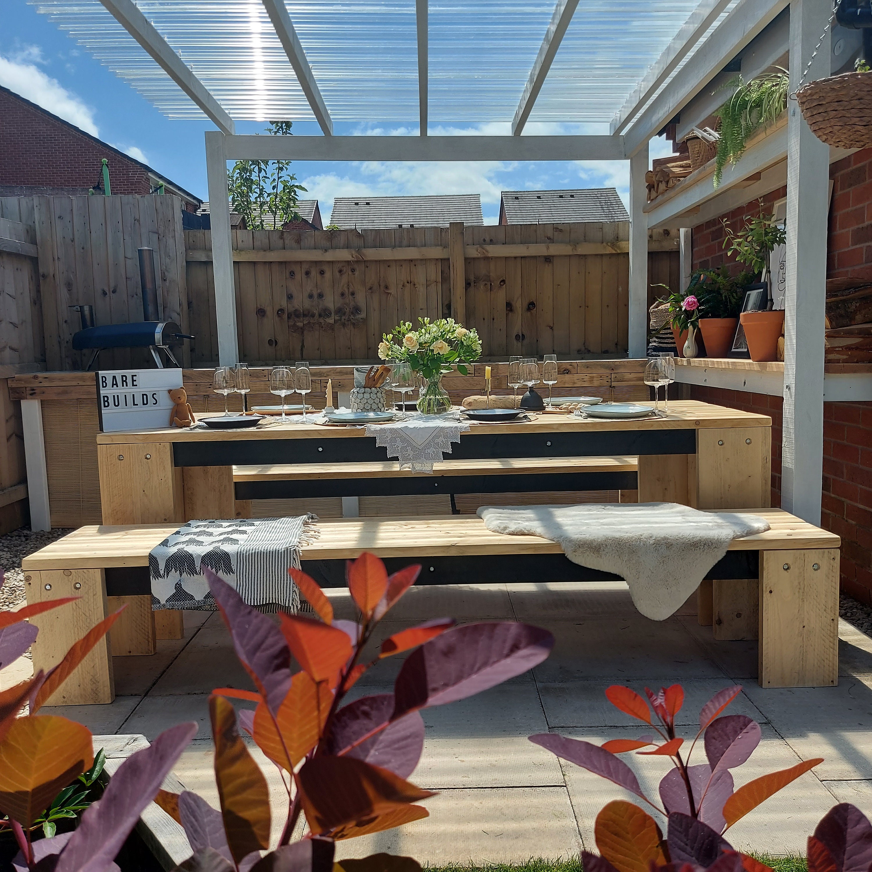 Outdoor dining table and bench set Etsy