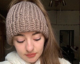 Knit Messy Bun Beanie