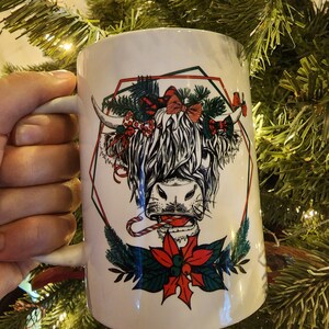 Highland Cow Christmas Coffee Mug//Christmas Mug//Cow Mug//Holiday Mug