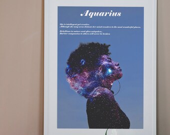personalised zodiac framed poster afro