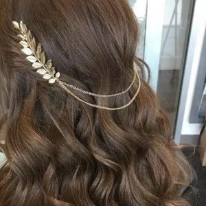 Summer Style Bohemian Leaves Head Crown  Chain And Hair Comb Wedding Hair Accessories in gold and silver