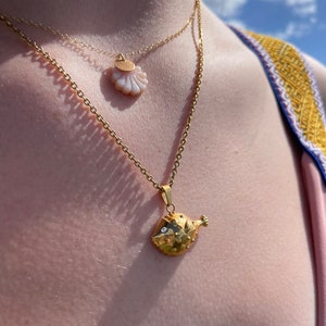 Gold Plated Pufferfish Necklace 18-20 Layering Necklace, Pufferfish Jewelry, Gold Fish Necklace, Ocean Charm Necklace, Blowfish Pendant image 6