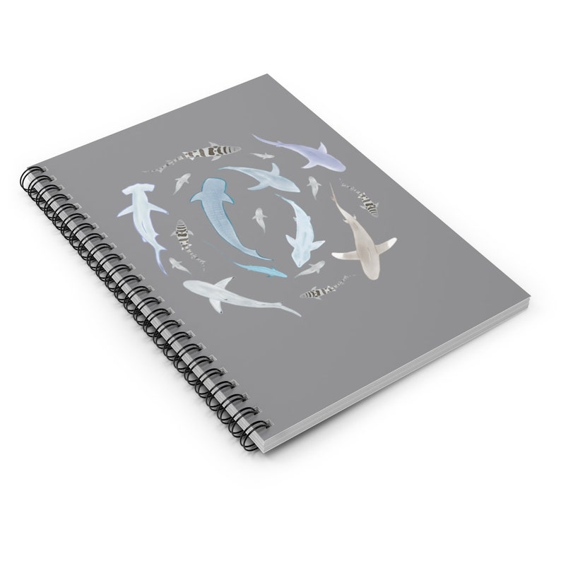 Swirling Sharks Notebook Shark Lover Gift, Shark Print Journal image 5