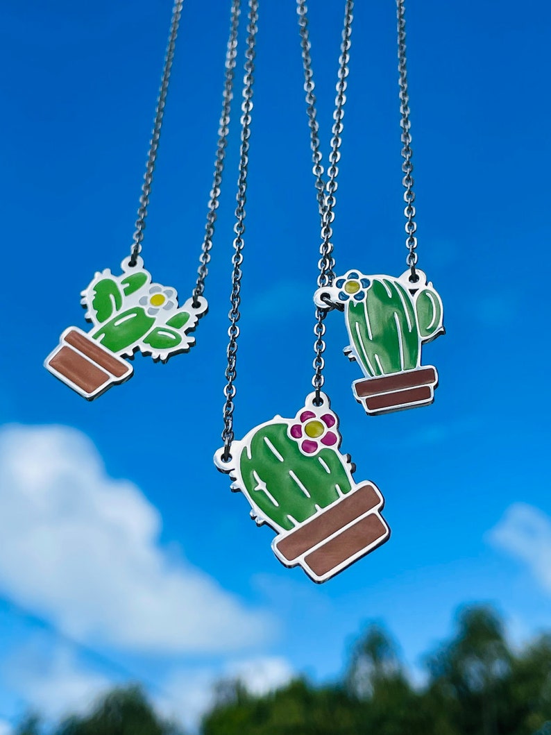 Set of 3 Cactus Friendship Necklaces, Cacti Friendship Necklace, Friendship Necklace for 3, Birthday Gifts for BFF, Matching Necklaces image 3