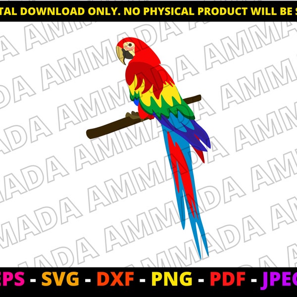 Parrot SVG, Bird Vector Art, Macaw SVG, Instant Download, Printable Image