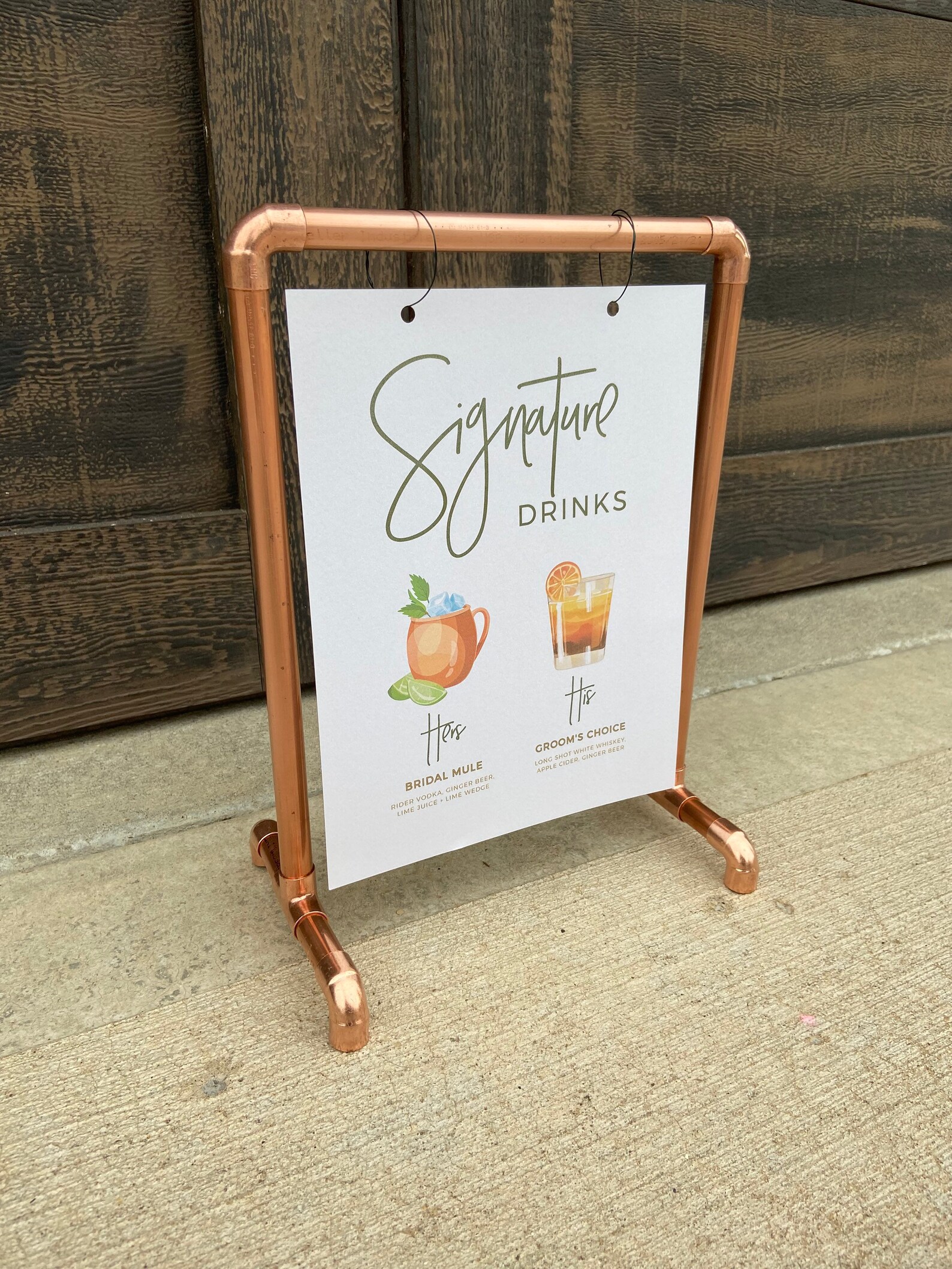 Copper Tabletop Sign Stand With Feet Etsy