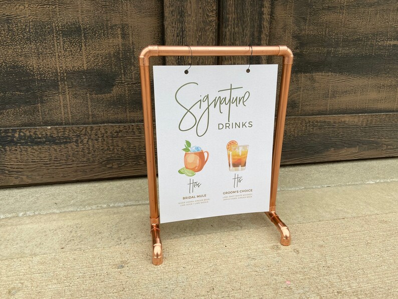 Copper Tabletop Sign Stand With Feet Etsy