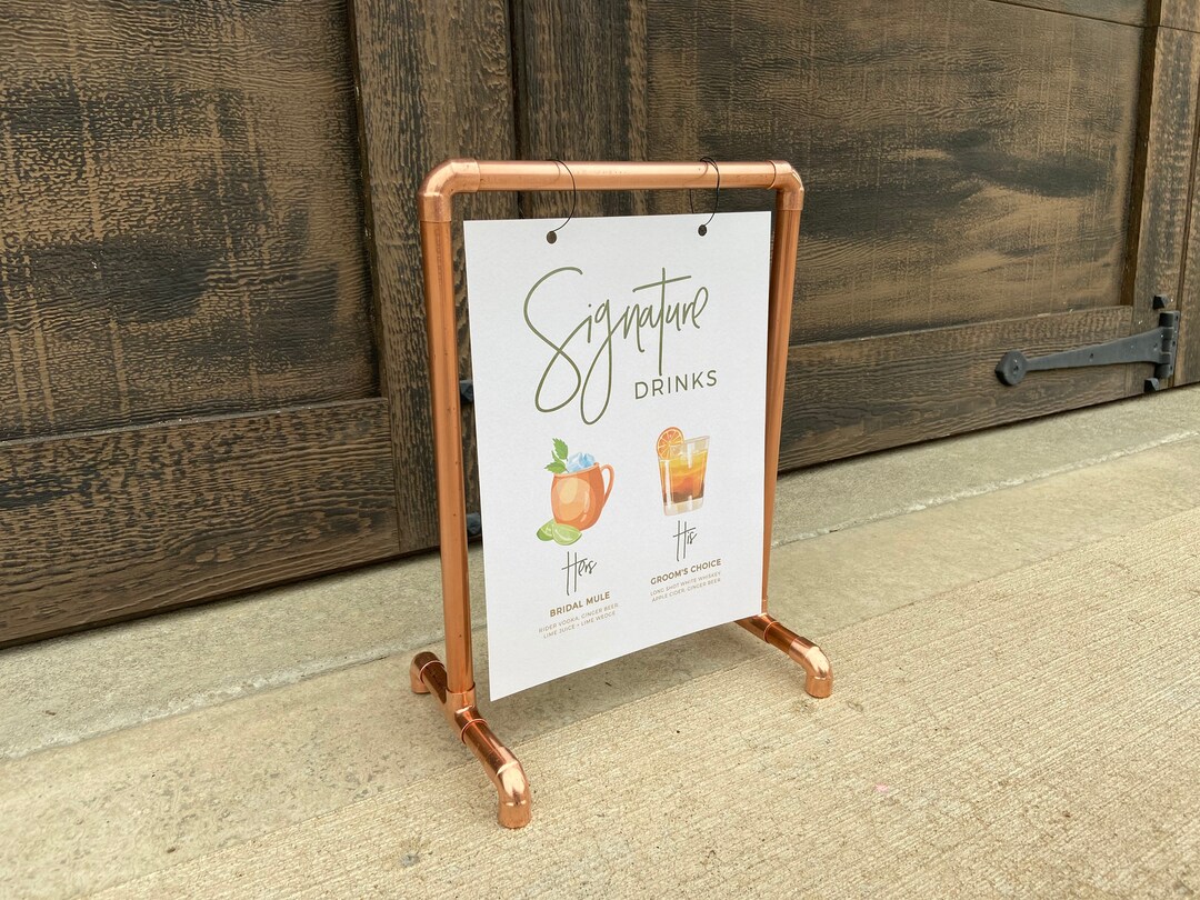Copper Tabletop Sign Stand With Feet Etsy