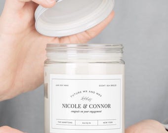 Personalized Engagement Candle: Custom Soy Wax Gift