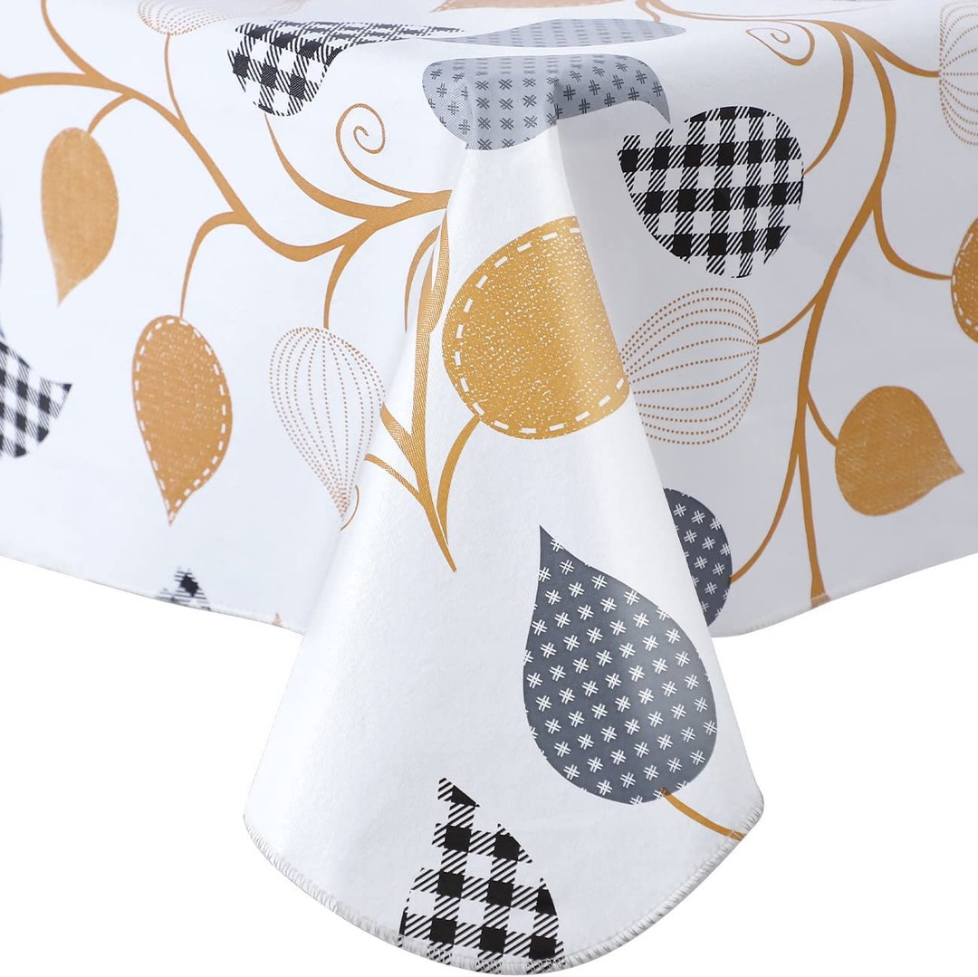 Flannel Backed Vinyl Tablecloths, Waterproof Plastic Tablecloth With