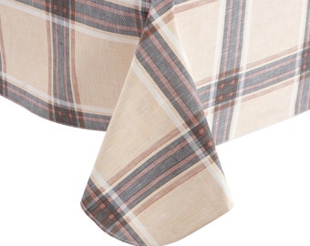 Vinyl Tablecloth Checkered with Flannel Backed for Rectangle Tables Oilcloth Classic Paid Pattern