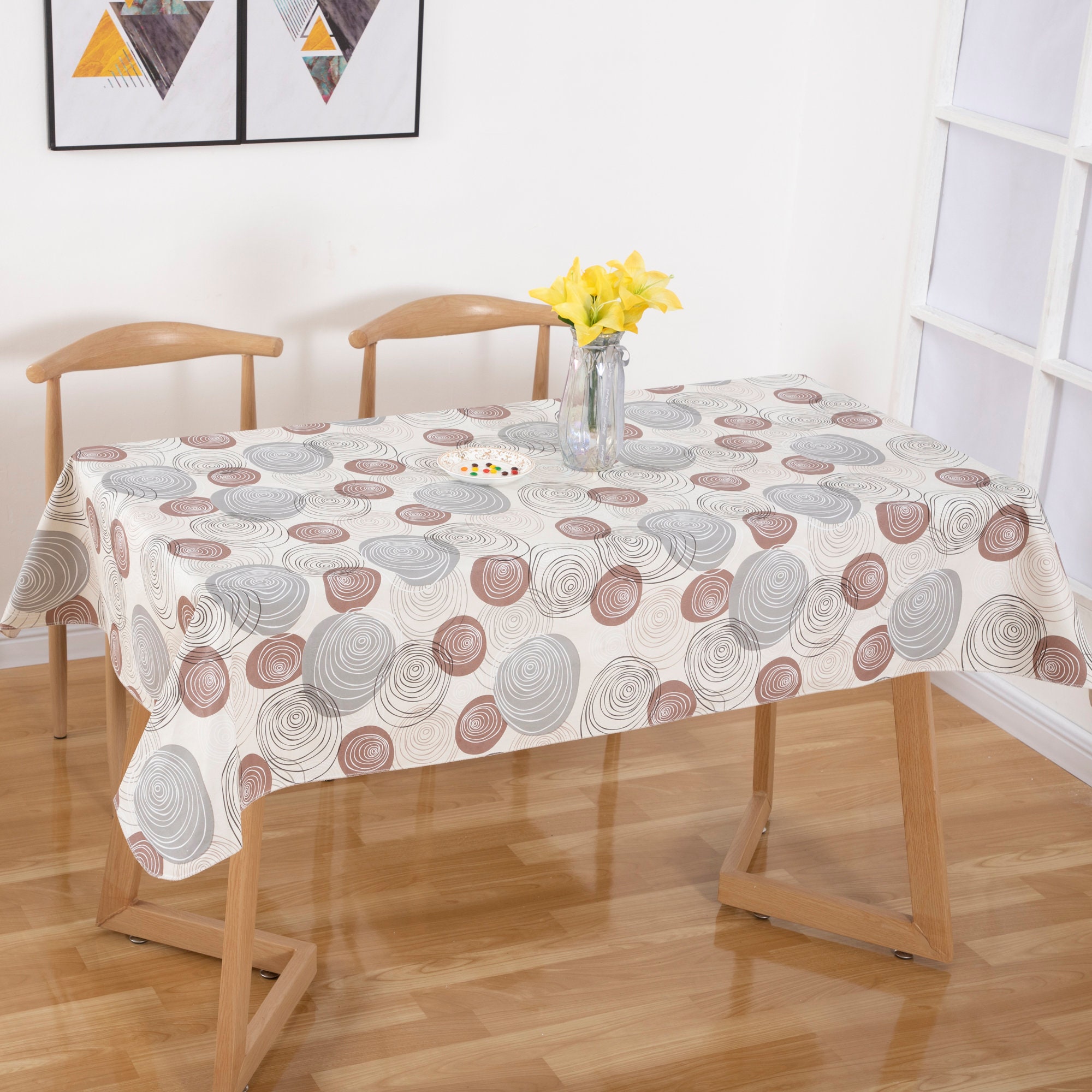 RAY STAR Vinyl Tablecloth With Flannel Backing for Rectangle Tables