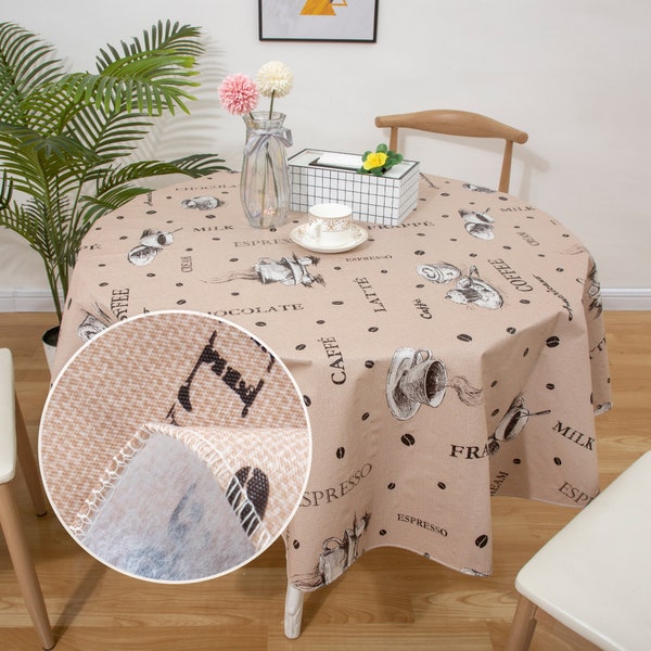 Vinyl Tablecloth with Flannel Backed for Rectangle Tables Oilcloth Coffee