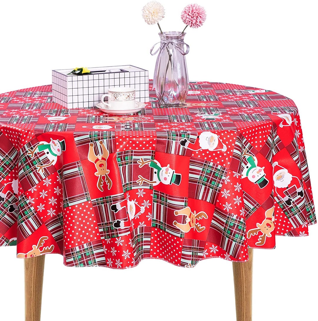 Christmas Tablecloth Vinyl 60 Inch With Flannel Backed Etsy