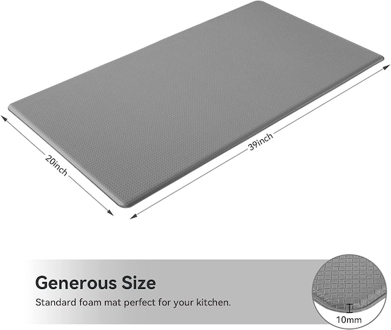 RAY STAR 20x39 Grey Non-slip Kitchen Mat Anti Fatigue Standing Mat