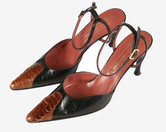Sergio Rossi Vero Cuoio Lederen Sandaal Enkelband Pumps/ - Etsy België