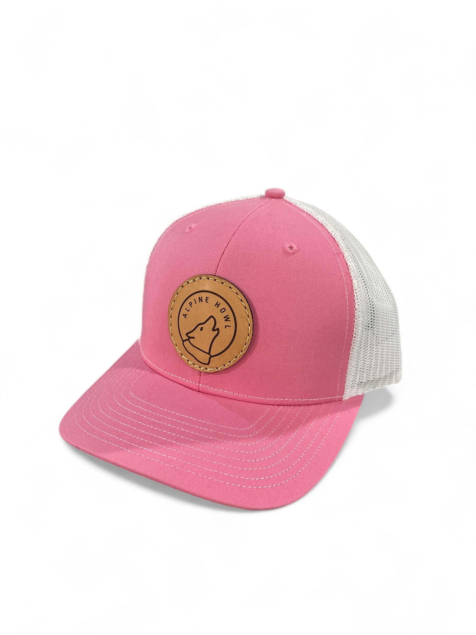 Pink Trucker Hat | Alpine Howl Leather Patch Snapback - Etsy