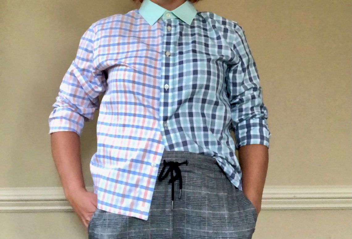 ONE ONE Collared Shirt Green and White mint Collar Etsy