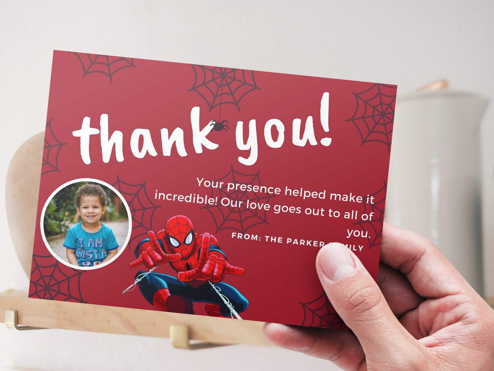 Spiderman Thank You Card Spiderman Birthday Party Card Etsy