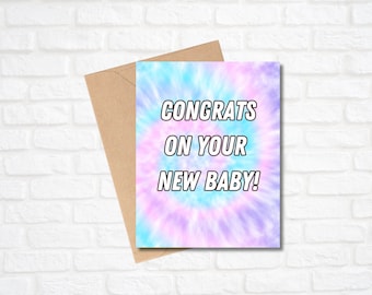 New Baby Card | Congrats on your new baby | Tie Dye Card | Gender Neutral Card