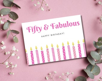 50th Birthday Card for Her | Milestone Birthday | Fiftieth Birthday Celebration