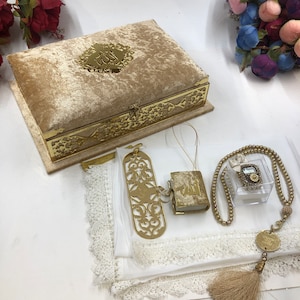 Personalisierter Koran mit Samtbox, islamisches Geschenkset, Koran-Geschenkbox, muslimisches Geschenk, islamisches Hochzeitsgeschenk, Samt-Koran