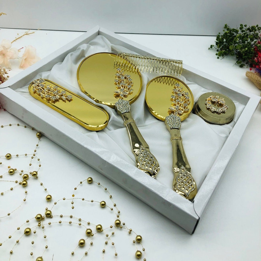 Luxury Brush and Mirror Set, Ornate Mirror, Vintage Looking New Model
